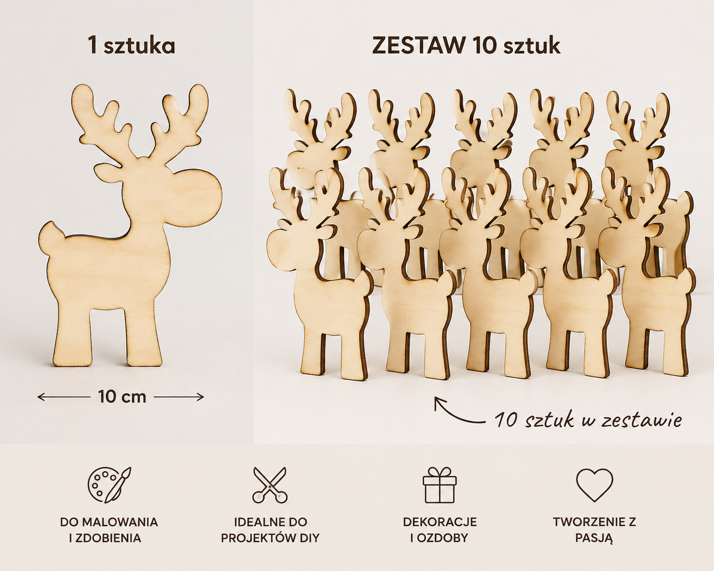 Renifer - zestaw 10szt